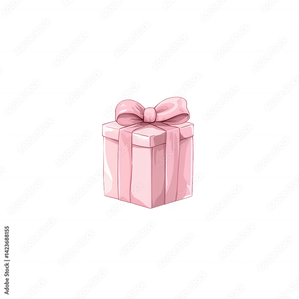 Obraz premium A charming pink gift box with a ribbon, perfect for celebrations and special occasions. The elegant design adds a touch of joy and excitement to any gifting experience.