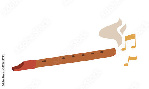 Magical colored flute in a flat style. Magical musical instruments. suitable for projects related to music, fantasy and magic. It will perfectly complement books, games, posters, and the atmosphere