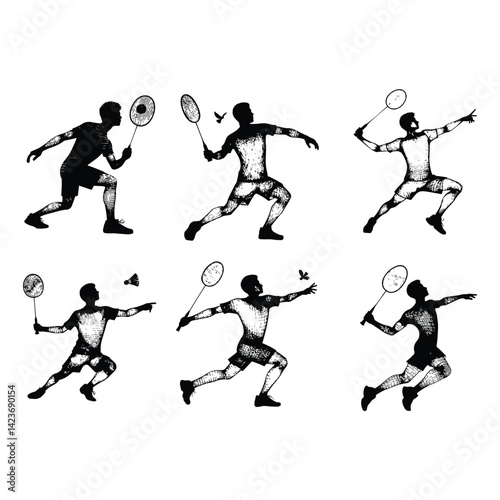 A silhouette of Badminton player vector on a white background