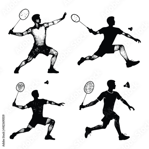A silhouette of Badminton player vector on a white background