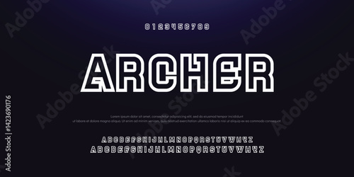 Creative Outline Double line monogram alphabet and tech fonts. Lines font regular uppercase and lowercase. Vector illustration.