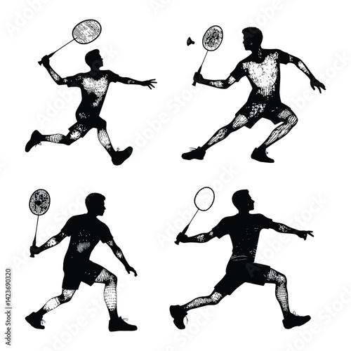 A silhouette of Badminton player vector on a white background