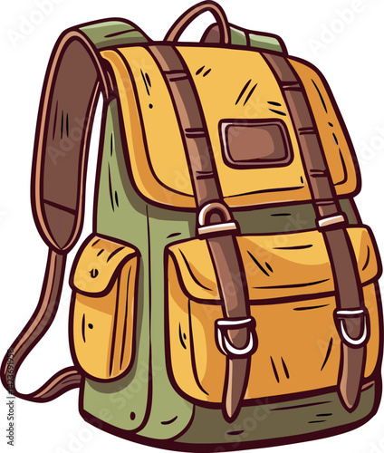 Backpack Vector Illustration — Travel and School Bag Clipart in Flat Style for Education, Hiking, Camping, and Adventure Design Projects