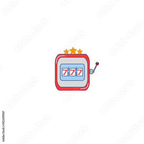 Colorful slot machine icon triple sevens with three stars.Ideal for games, gambling, and finance themes.