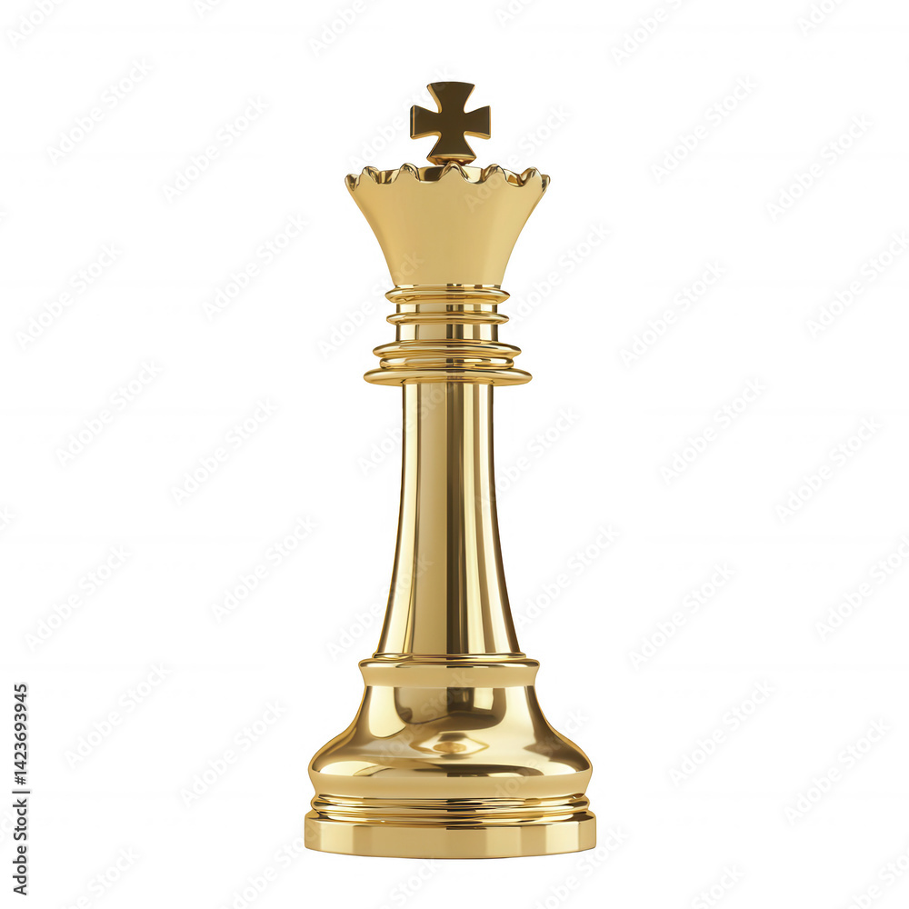 Fototapeta premium A detailed golden chess king piece, beautifully designed with intricate patterns