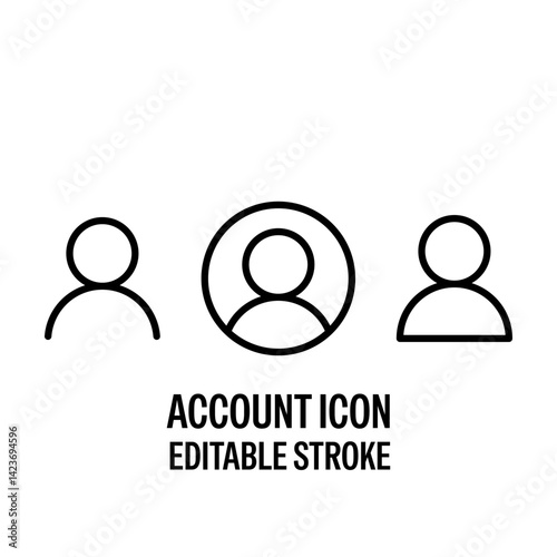 Account Icons Pack Black with White Background Flat Design Vector Illustration