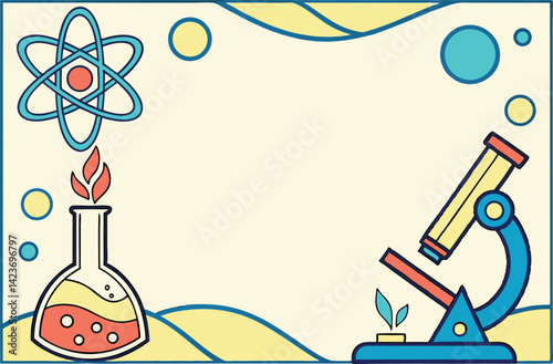 Colorful Chemistry Lab Scientific Glassware Illustration