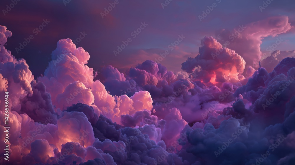 Fototapeta premium Dreamy Pink and Purple Cloudscape at Sunset