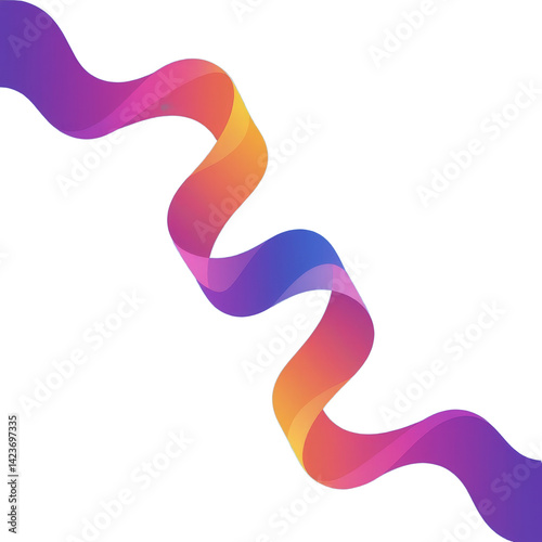 Obraz na płótnie Abstract Ribbon Wave - Purple, Orange Gradient - transparent background w salonie