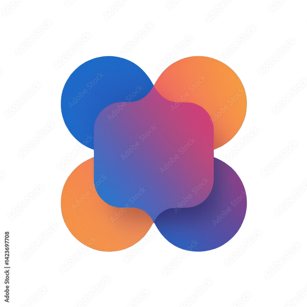 Abstract Rounded Shapes - Blue, Orange, Purple Gradient - transparent background