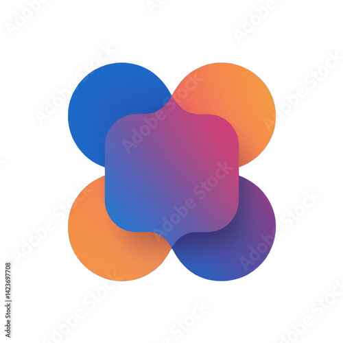 Obraz na płótnie Abstract Rounded Shapes - Blue, Orange, Purple Gradient - transparent background w salonie