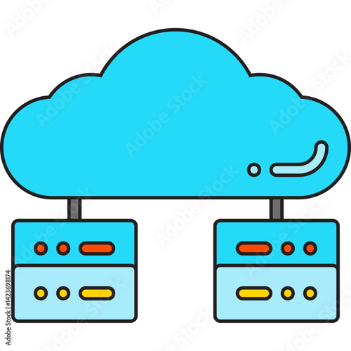 Cloud Data Distribution icon vector illustration