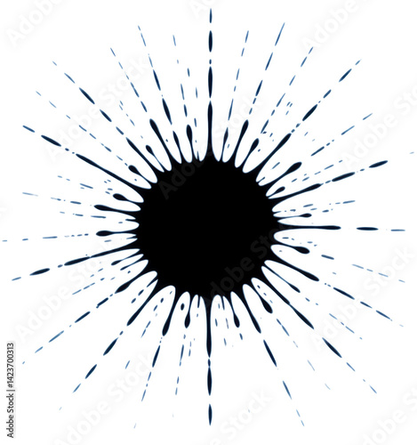 Obraz na płótnie Black Ink Splatter Burst on Blue, transparent background. w salonie