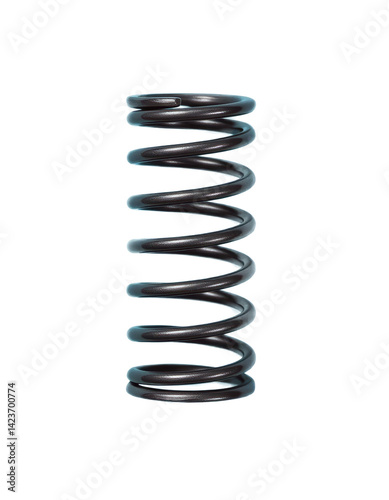 Obraz na płótnie Black Metal Coil Spring, Compression, Transparent Background. w salonie