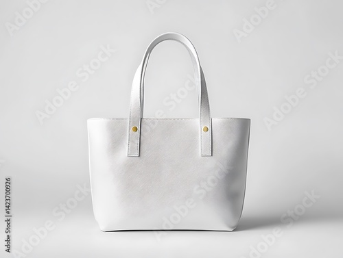 Obraz na płótnie White Leather Handbag Isolated On White Background Elegant Modern Minimalist Design w salonie