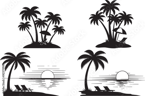 Boad Beaches coconut  tree silhouette image