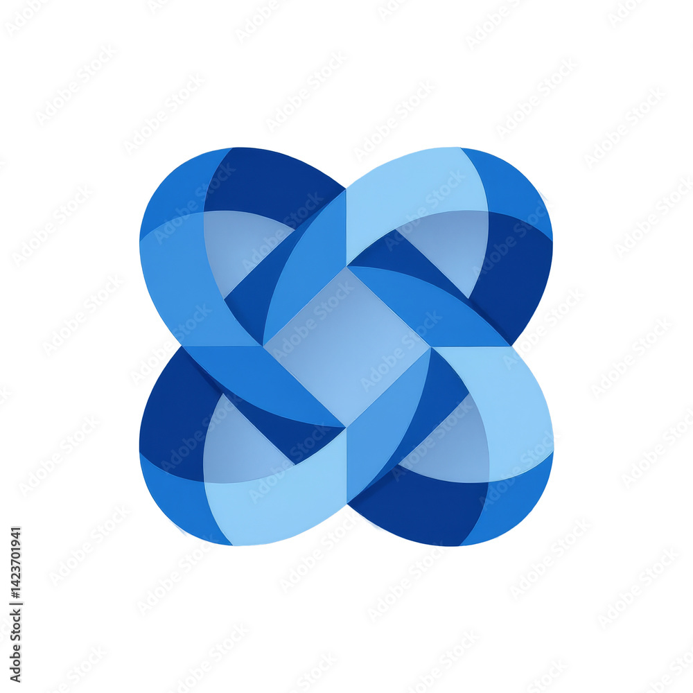 Blue Interlocking Knot, Infinity Symbol, Transparent Background.