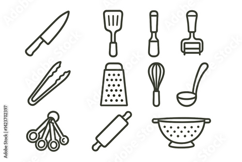 Kitchen tools used in everyday meal preparation and cooking