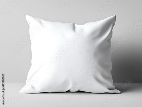 Obraz na płótnie White Pillow Displayed Against A Light Grey Background With Shadow Detailing w salonie