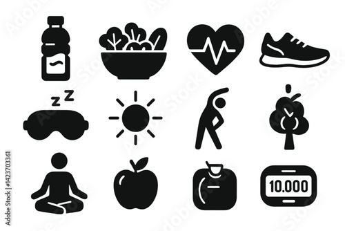 Obraz na płótnie Figures that advocate for physical and mental health in everyday life w salonie
