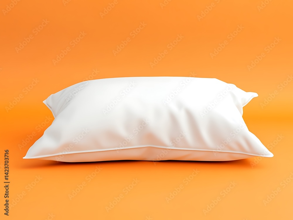White Pillow On Orange Background Simple Composition With Soft Lighting
