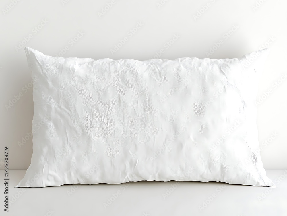 White Pillow On White Surface Demonstrating Detailed Texture and Minimalist Design