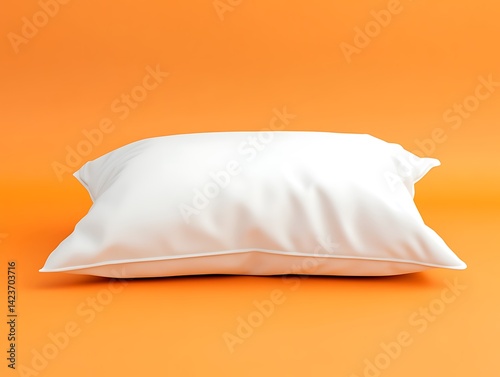 Obraz na płótnie White Pillow On Orange Background Simple Composition With Soft Lighting w salonie
