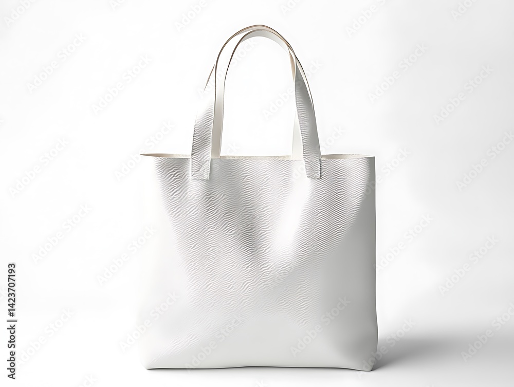White Tote Bag Isolated On White Background With Modern Design and Simple Structure