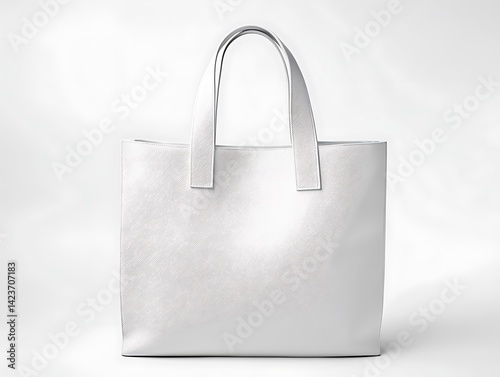 Obraz na płótnie White Tote Bag Front View on a Light Background for Product Display w salonie