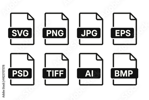 Icons that symbolize different kinds of digital graphic and image files