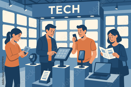 A sleek exhibition display of modern technology at a trade show