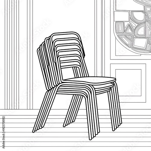 A black and white chair illustration of a coloring page