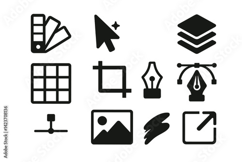 Tools for interface design utilized in graphic and UI programs