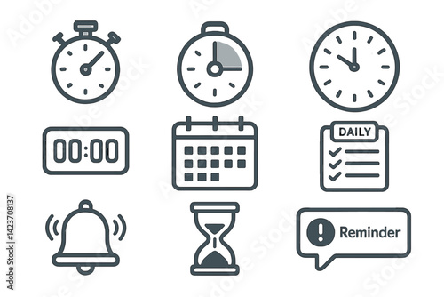 Symbols associated with efficient time management and measurement