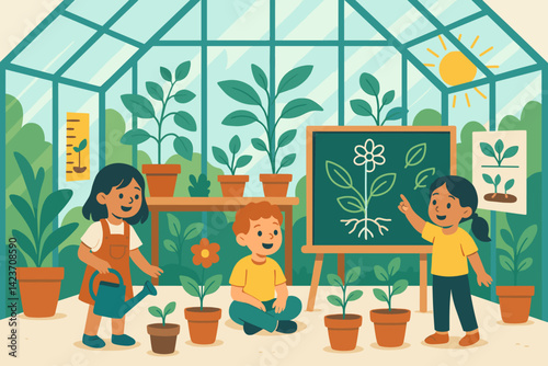 A learning space that combines gardening, children, and nature