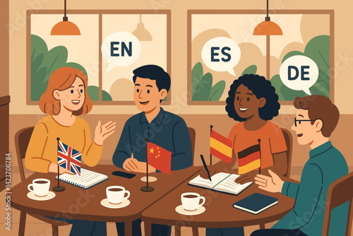 An informal gathering for learning languages in a relaxed social atmosphere