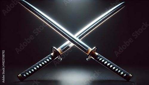 交差する輝きの二刀|Crossed Glowing Katanas