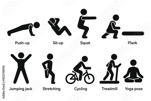 Exercises and movements commonly practiced in personal fitness routines