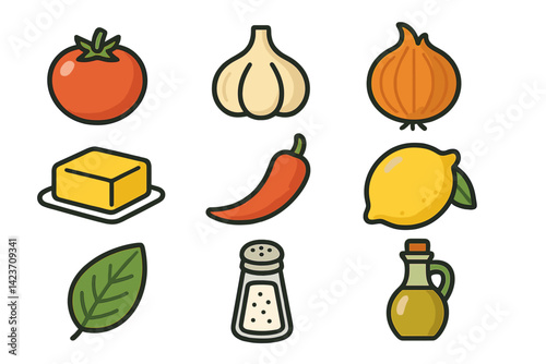 Common ingredients used for seasoning and preparing meals
