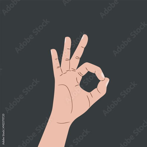Simple Illustration of a Hand Gesturing Okay