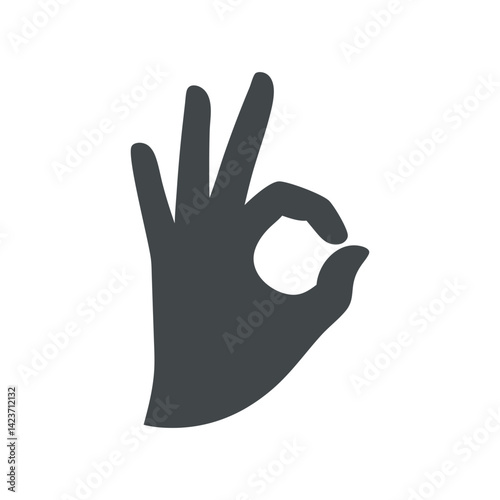 Simple Black Silhouette of Hand Showing Okay Sign