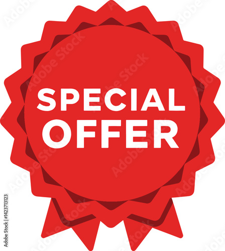 special offer ribbon burst vector with bold text