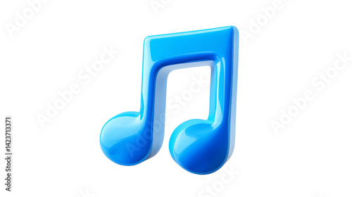 Bright blue 3D music icon with twin notes