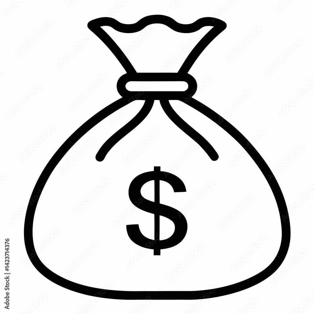 Money bag icon in flat style. Moneybag vector illustration on isolated background. Coin sack sign business concept Money bag icon in flat style. Moneybag vector illustration on isolated background. Coin sack sign business concept