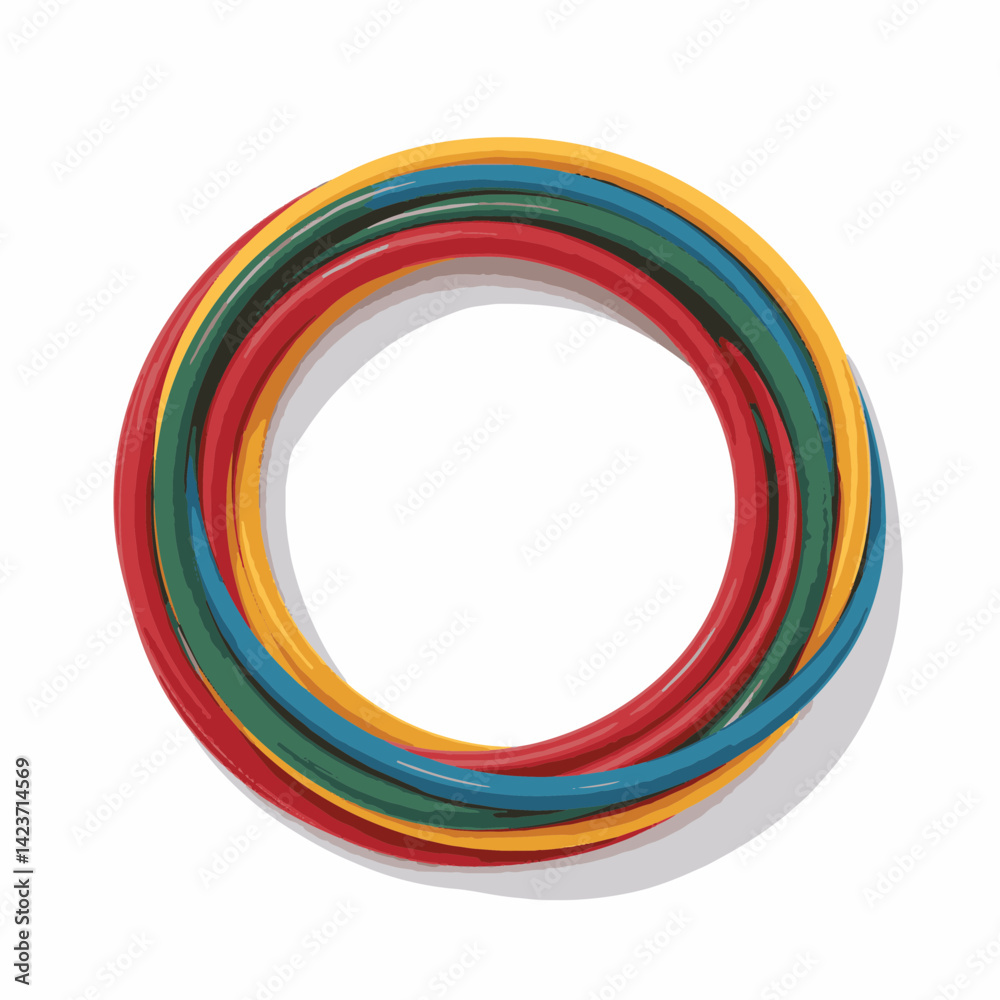 Colorful coiled electrical wires on white background, vibrant design Colorful coiled electrical wires on white background, vibrant design