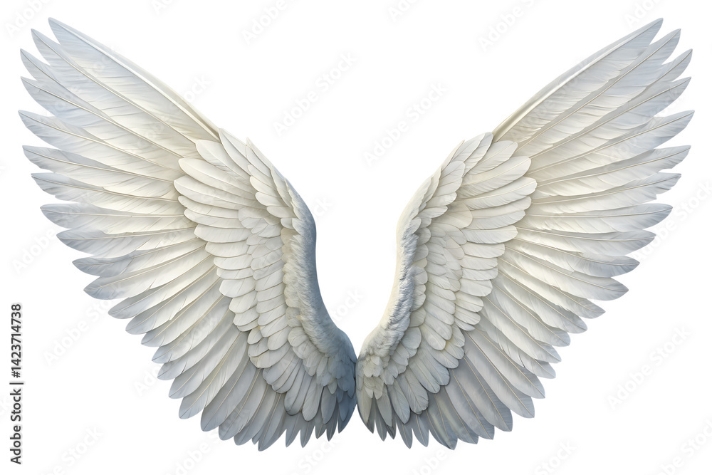 Obraz premium Realistic angel wings. White wing isolated. png transparency