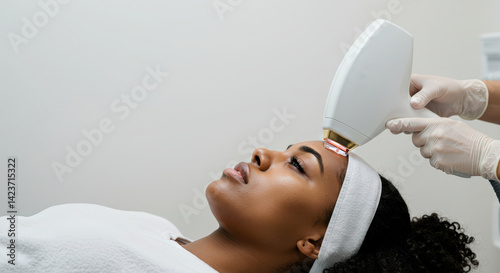 Skin treatment session with laser therapy in a modern clinic