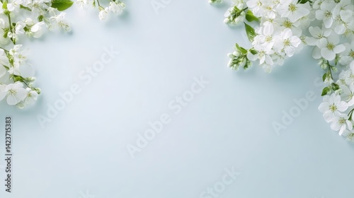 Delicate white flowers gently resting on a soft pastel 