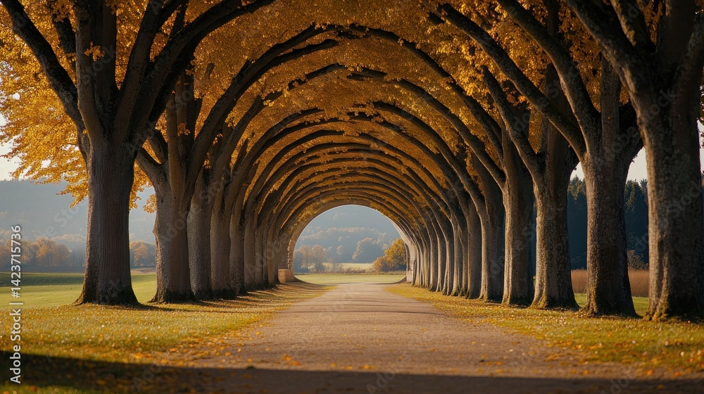 Obraz premium Golden Autumnal Pathway