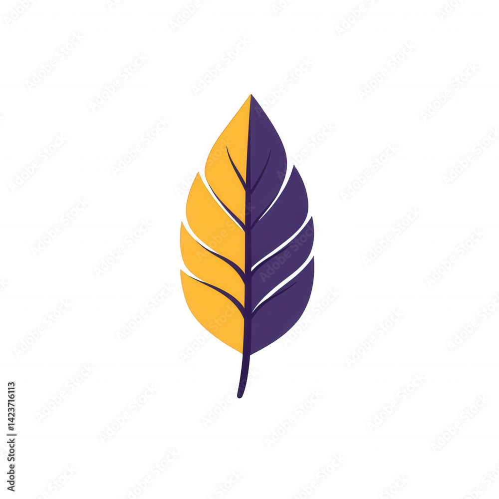 A vibrant, stylized leaf showcasing a blend of purple and yellow colors, ideal for nature-themed designs and illustrations. A vibrant, stylized leaf showcasing a blend of purple and yellow colors, ideal for nature-themed designs and illustrations.